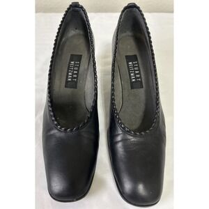 Stuart Weitzman Womens 8.5 AAAA Narrow Black Leather Pumps Made in Spain Classic